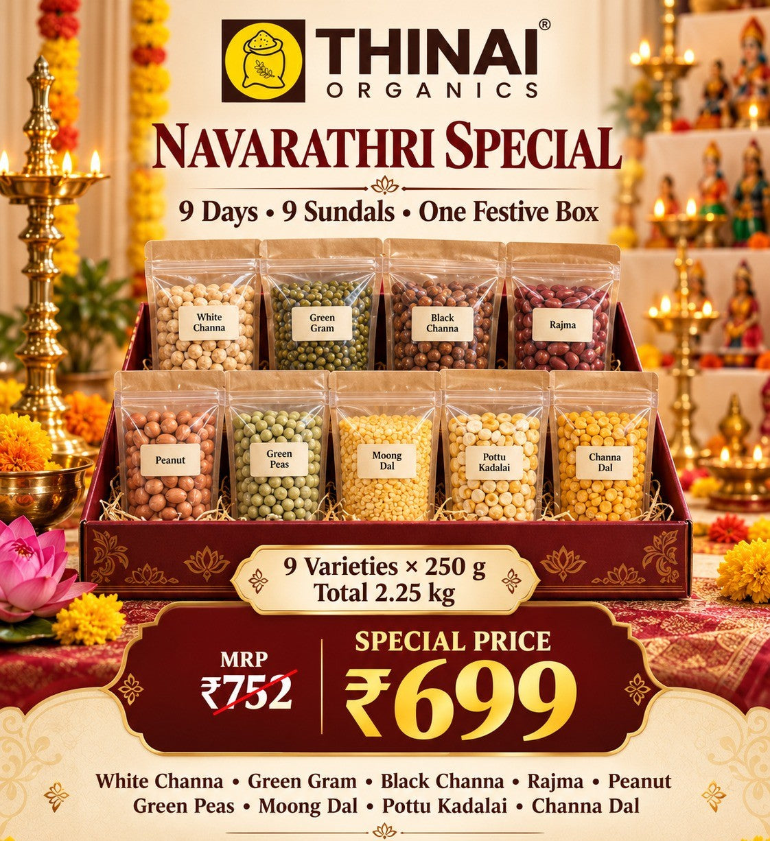 Navarathri 9 Sundals Festive Box – 2.25 kg