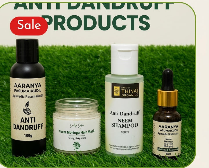 Thinai Organics Anti-Dandruff Shampoo & Neem Moringa Hair Mask Combo(300g)