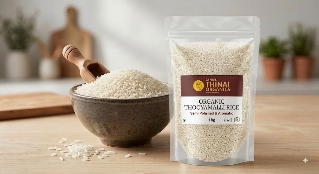 Organic Thooyamalli Rice Semi Polished (1kg)