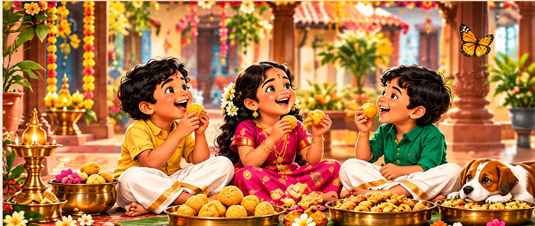 Kids enjoying traditional snacks